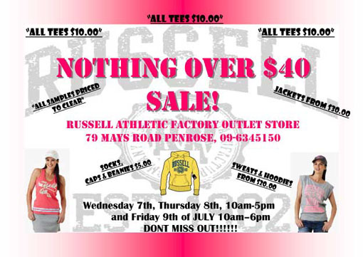 10-RUSSELL-ATHLETIC-SALE!